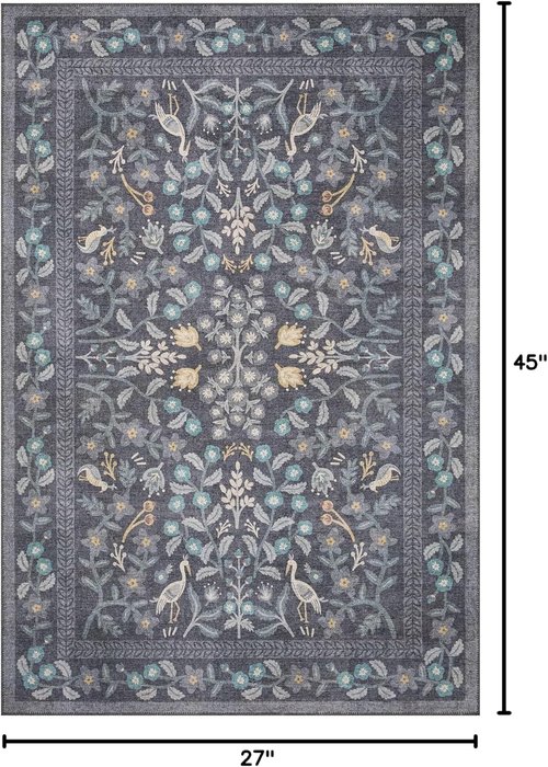 Loloi Rifle Paper Co. Accent Rug - Maison Collection Nightingale Black, 2'3" x 3'9", .19" Pile Height
