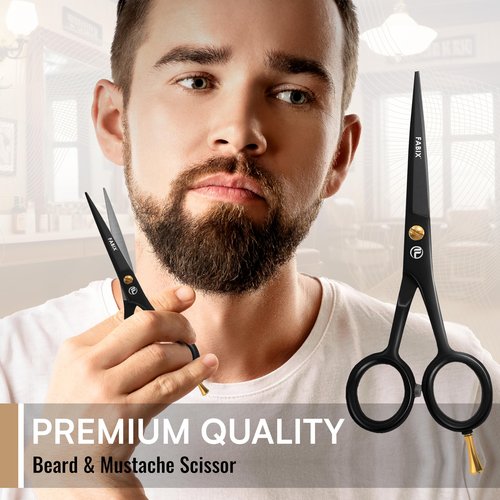 5” Professional Beard Mustache Scissors with 1 Beard Comb, 1 Mustache Comb and Travel Pouch - Perfect Beard Trimming Scissors for All Facial Hair Scissors - Grooming Scissors