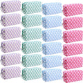 Giesiery 8 Pcs Checkered Makeup Bag Bulk Cosmetic Organizer for Women & Teens Preppy Travel Toiletry Pouch for Skincare & Brushes Bridesmaid Proposal Gifts (24, Pastel Color)