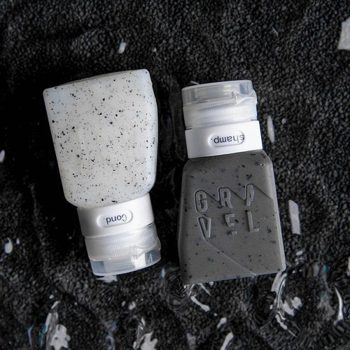 Gravel Silicone Travel Bottles - Leakproof, BPA-Free 3oz Toiletry Set (2-Pack) | TSA Approved, Clear & Gray