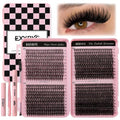 EXXBYE 800pcs Lash Extension Kit 30D 40D 50D 60D Wispy Eyelash Clusters D Curl 8-17mm False Lashes with 4 Lash Tools (Lash Bond and Seal, Lash Tweezers, Lash Remover，Lash Brush)