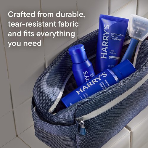 Harry's Travel Shaving Kit for Men - Toiletry Bag, Razor, Foaming Shave Gel, and Blade Cover -Travel Size Toiletries