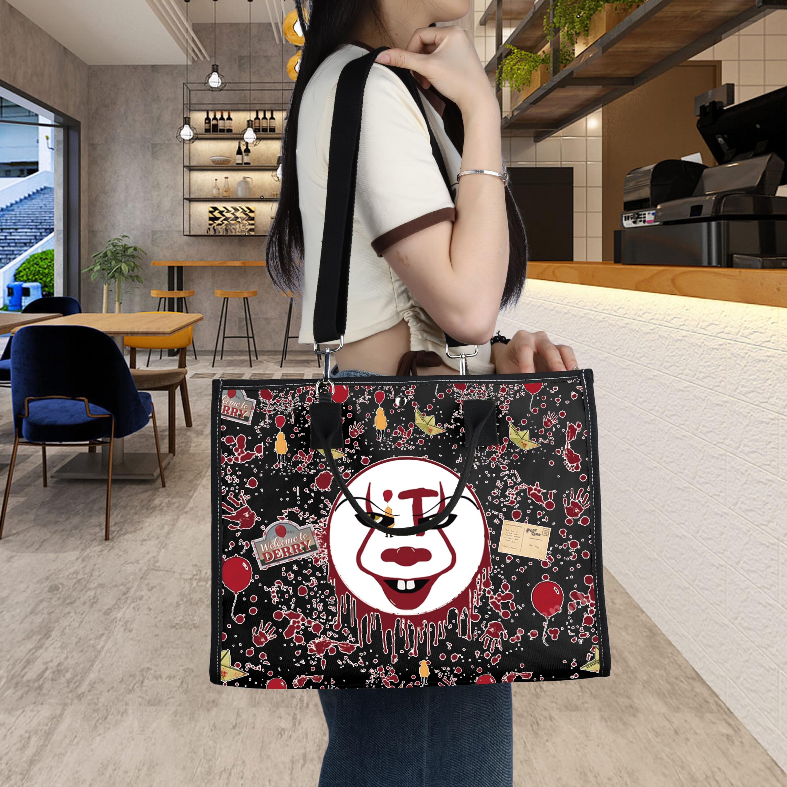 WZMPA Horror Clown Cosmetic Makeup Bag Clown Fans Gifts IT Horror Movie Inspired Makeup Zipper Pouch Bag Terror Merchandise (Horror Clown TB-BL)