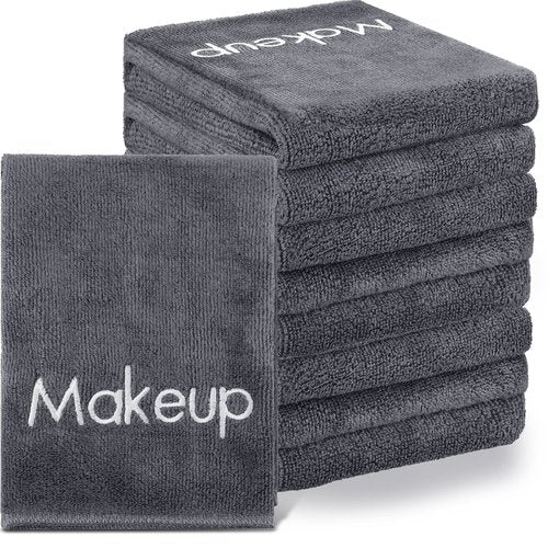 Shimeyao 20 Pack Makeup Washcloths Gray Microfiber Makeup Towels Face Washcloth 13x13 Inch Soft Washable Remover Cloths Quick Dry Embroidery Wash Cloths for Women Cleansing, Travel Hotel