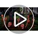 Light Up Skeleton Skull & Hands Halloween Decorations - Red Variation
