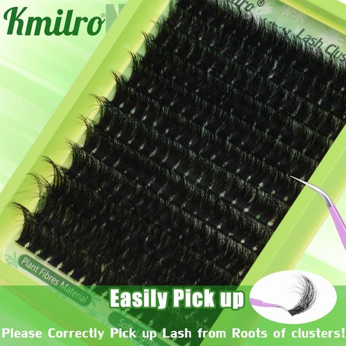 Kmilro Thick Lash Clusters 14-24mm Long 240D Cluster Eyelash Extensions Waterproof Volume Eyelash Clusters 192Pcs Individual Lashes Soft Wispy False Eyelashes DIY Lash Extension