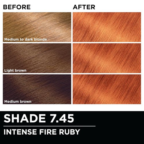 Garnier Olia Ammonia-Free Permanent Hair Color - 7.45 Dark Fire Ruby, Oil-Rich Formula, 2 Count
