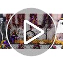 50 FT Halloween Tinsel Garland with Purple & Black Pumpkins - Glitter Decor Streamers
