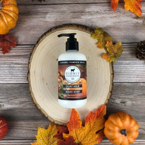 Dionis Goat Milk Caramel Pumpkin Spice Hand & Body Cream and Body Lotion Limited Edition Fall Bundle (Pack of 2)