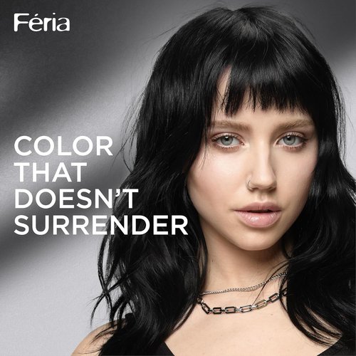 L’Oreal Paris Feria Hair Color - High Intensity Permanent Dye for 3X Highlights | 10 Jet Black