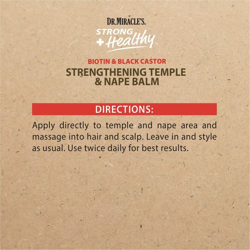 Dr. Miracle's Strong & Healthy Temple & Nape Balm. Contains Aloe Vera and Black Castor Oil for length retention and growth 6oz