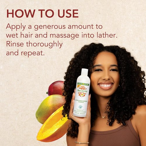 Creme of Nature Mango & Shea Butter Shampoo - Ultra-Moisturizing Cleanser for Curly Hair | 12 oz