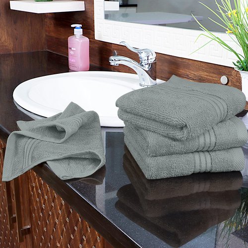 Utopia Towels 12 Pack Premium Wash Cloths Set, 12 by 12 Inches, 100% Cotton Ring Spun, Highly Absorbent and Soft Feel Washcloths for Bathroom, Spa, Gym, and Face, Cool Grey