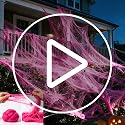 Small Pink Halloween Spider Web Decoration Kit with 12 Fake Spiders - Stretch Cobwebs Indoor Use
