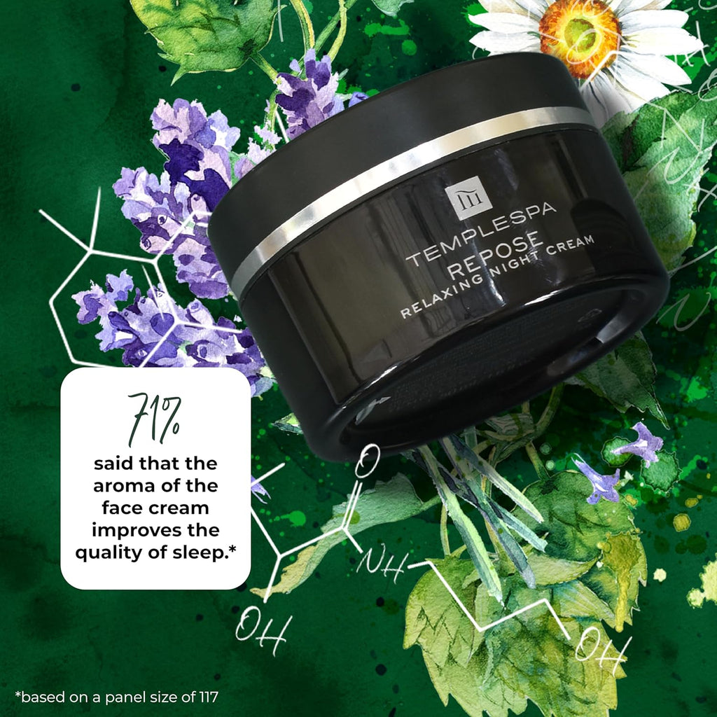 TEMPLESPA Repose Night Face Cream - Relaxing Aromatherapy, Anti-Aging, Vegan, 1.6 fl. oz.