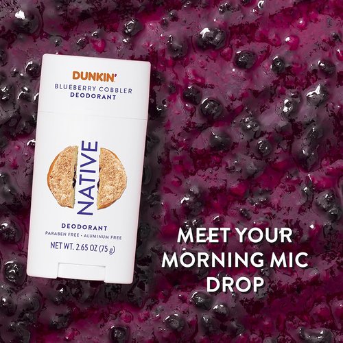 Native Deodorant - Limited Dunkin Donuts Edition | Aluminum-Free, Probiotics & Coconut Oil | Blueberry Cobbler 2.65oz