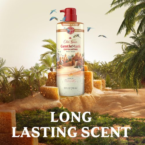 Old Spice GentleMan's Exfoliating & Moisturizing Body Wash for Men, 24/7 Shower Fresh with Long Lasting Scent, Renewing Vitamin B3 Blend, Brown Sugar + Cocoa Butter Scent, 26 oz