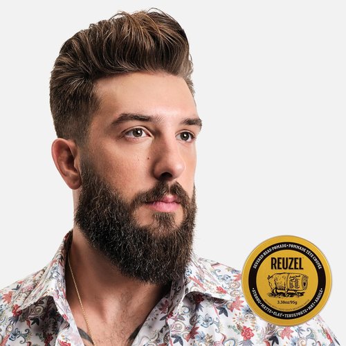 Reuzel Matte Clay Pomade - Strong All-Day Hold, Water Soluble, Non-Greasy Formula | 3.38 oz