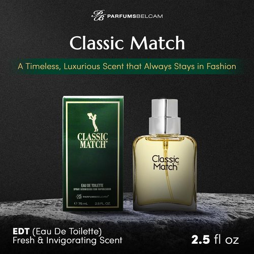 PB ParfumsBelcam Classic Match Green Eau De Toilette Spray for Men - Fresh Chypre Cologne, 2.5 Fl Oz