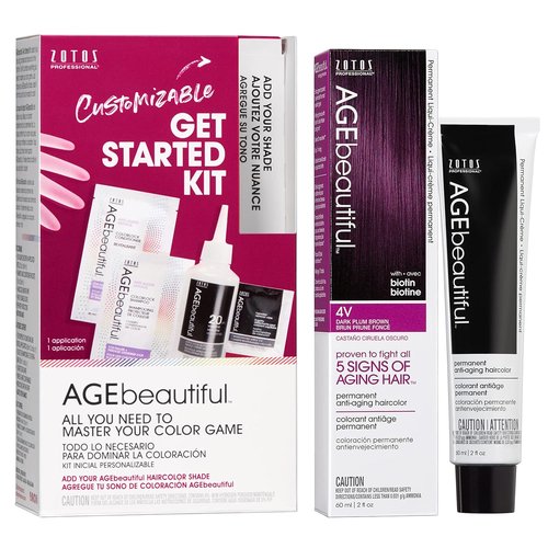 AGE Beautiful Permanent Hair Color Dye Set - 100% Gray Coverage & Anti-Aging Formula | Biotin for Thicker, Fuller Hair