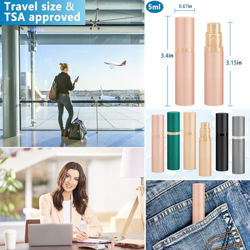 Qavhun Travel Refillable Perfume Atomizer Bottle 5ml Leakproof Travel Perfume Refillable Bottle, Perfume Atomizer (Rose Gold)
