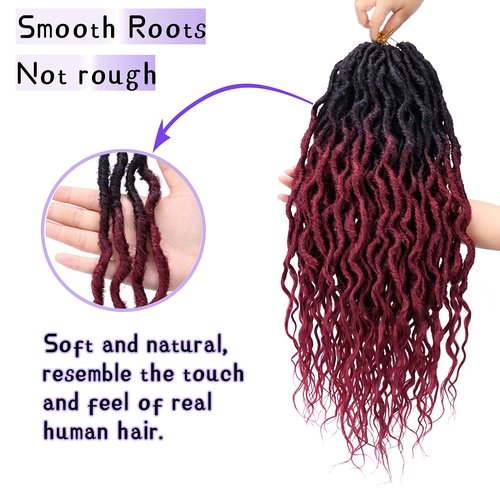 LOSMOEER 6 Packs Faux Locs Crochet Hair 24 Inch Soft Locs Crochet Braid Pre Looped Goddess Locs Crochet Hair for Women Queen Locs Crochet Braids with Curly Ends Synthetic Braiding Hair Extensions