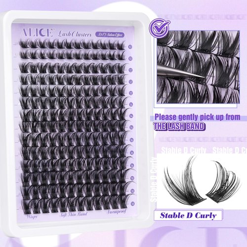 ALICE Lash Clusters Wispy Eyelash Clusters 10-18mm 168pcs Cluster Eyelash Extensions Natural Volume Lash Extensions DIY Individual Lashes with Soft Thin Band