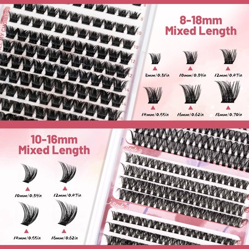 Lash Extension Kit, 516Pcs Individual Cluster Eyelash Extensions with Lash Bond&Seal Remover Tweezer Brush Lash Curler Lash Assistant Stylish Portable Makeup Bag DIY Lash Extensions at Home