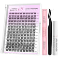 VEYESBEAUTY Lash Clusters Kit Individual Eyelash Extensions Thin & Invisible Band DIY False Eyelashes Newbie's Five-Second Series Wispy Lash Tray, LuxeBold KIT with Bond&Seal Remover Applicator
