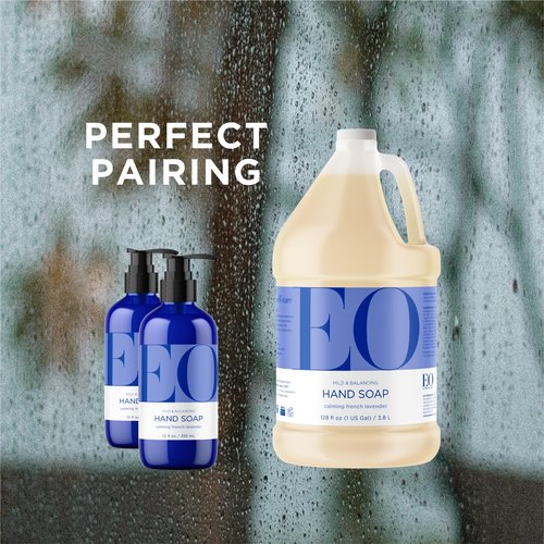 EO Liquid Hand Soap Refill, 32 Ounce (Pack of 2), French Lavender, Organic Plant-Based Gentle Cleanser with Pure Essential Oils