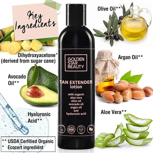 **Tan Extender Daily Moisturizer by [Brand Name] - Organic Oils & Hyaluronic Acid for Longer-Lasting Tan | 8 fl. oz.**