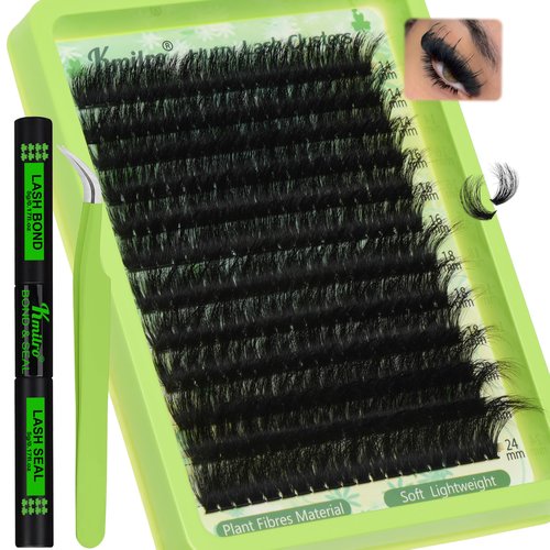 Lash Clusters Kit 14-24mm 180D Volume Clusters Eyelash Extensions 240Pcs Wispy Lashes Waterproof Individual Thick DIY Lashes Extension Kit with Lash Bond & Seal Tweezers, Replacement for Kmilro