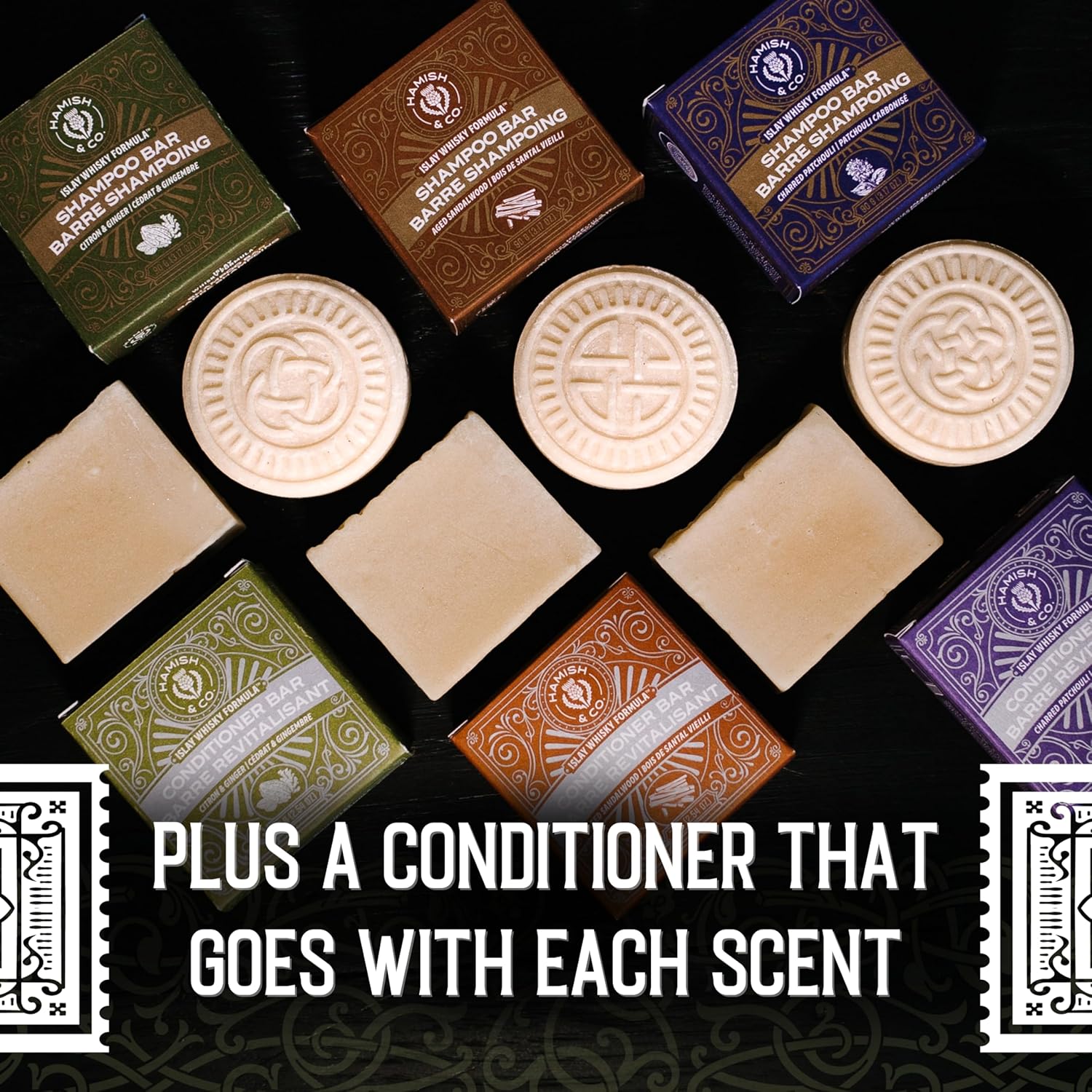 Viori Hamish & Co. Shampoo Bar - Aged Sandalwood - Natural Men's Shampoo - Handcrafted with Islay Whiskey