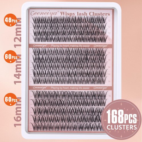 Medium Lash Clusters Short Wispy C Curl Eyelash Clusters 12-16MM Individual Eyelashes Natural Cluster Eyelash Extensions Natural Looking Cluster Lashes by Geeneiya (C Curl,12-14-16)