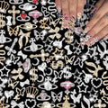 105 Pcs Silver+Gold Nail Gems Charms, Planet Crown Dollar Nail Gems Snake Star Bow Nail Charms 3D Cross Nail Art Jewelry Charms + Gold Dollar Charms for Nail Art DIY Jewel Accessories