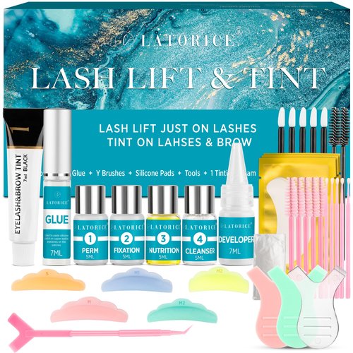 LATORICE Lash Lift Kit for Beginners: 5-in-1 Professional Eyelash Perm Set with Keratin for Women - Home Salon & DIY Beauty Treatment (Includes Rods/Glue/Serum) (40ml)