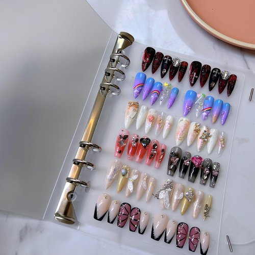 CloudTrip Press on Nail Storage and Display Binder Book - A5 Size, 6 Pages, 60 Double Sized Tape, False Nails Storage Book (A5 Binder)