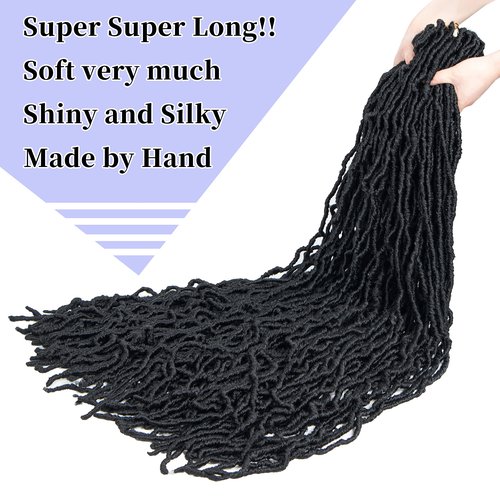 44 Inch New Faux Locs Crochet Hair New Soft Locs Crochet Braids Hair Pre Looped Synthetic Goddess Crochet Locs Braiding Hair 1B