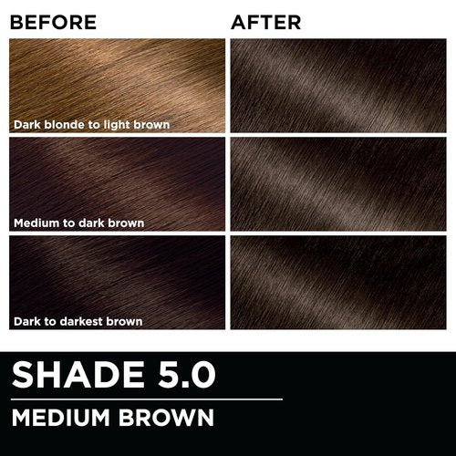 Garnier Olia Hair Color - Ammonia-Free Permanent Dye for 100% Gray Coverage | 5.0 Medium Brown, 2 Count