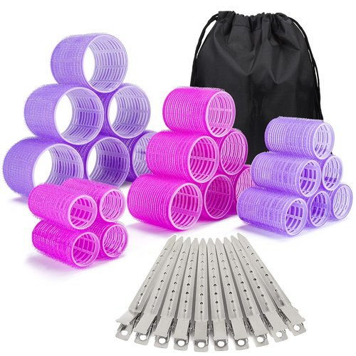 ELASO 33-Piece Hair Roller Set - Self-Grip Rollers for All Hair Types | Includes Clips & Storage Bag