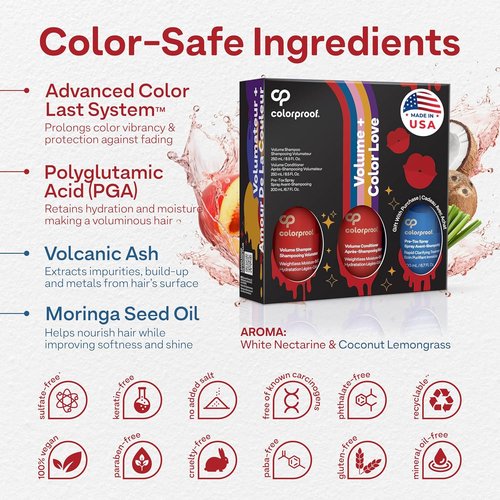 Colorproof Volume Gift Set - Volume Shampoo & Conditioner (8.5 Fl. Oz.) + Pre-Tox Spray (6.7 Fl. Oz.)