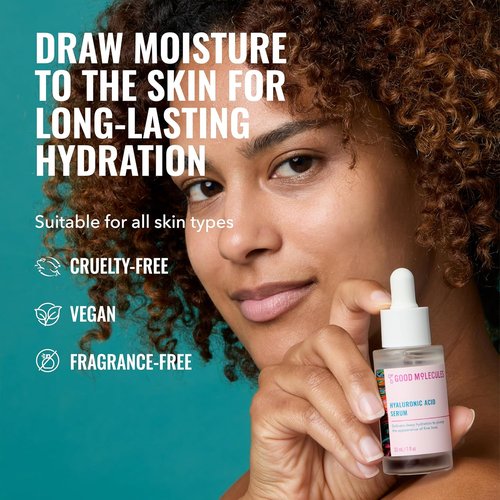 Good Molecules Hyaluronic Acid Serum - Ultra Hydrating 1% Formula for Plumper Skin | Non-Greasy Facial Moisturizer