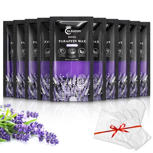 ELEGCOV Paraffin Wax Refills-10 Pack Lavender Scented Paraffin Wax for Hand and Feet, Parrafin Wax Bath Blocks for Wax Machine, Relieves Muscle Fatigue, Deeply Hydrates, Moisturizes and Nourishes