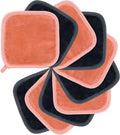 Polyte Premium Microfiber Fleece Makeup Remover Cloths - Hypoallergenic, 6x6 in, 10 Pack (Dark Gray, Pink)