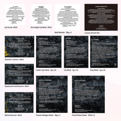 55 Pcs Valentines Day Gifts for Women & Men, Charcoal Face Sheet Mask Pack, Hydrating Skin Care Set, Hydrolyzed Mask, Hyaluronic Acid Serum, Self Care Kit, Birthday, Christmas, Dad, Mom
