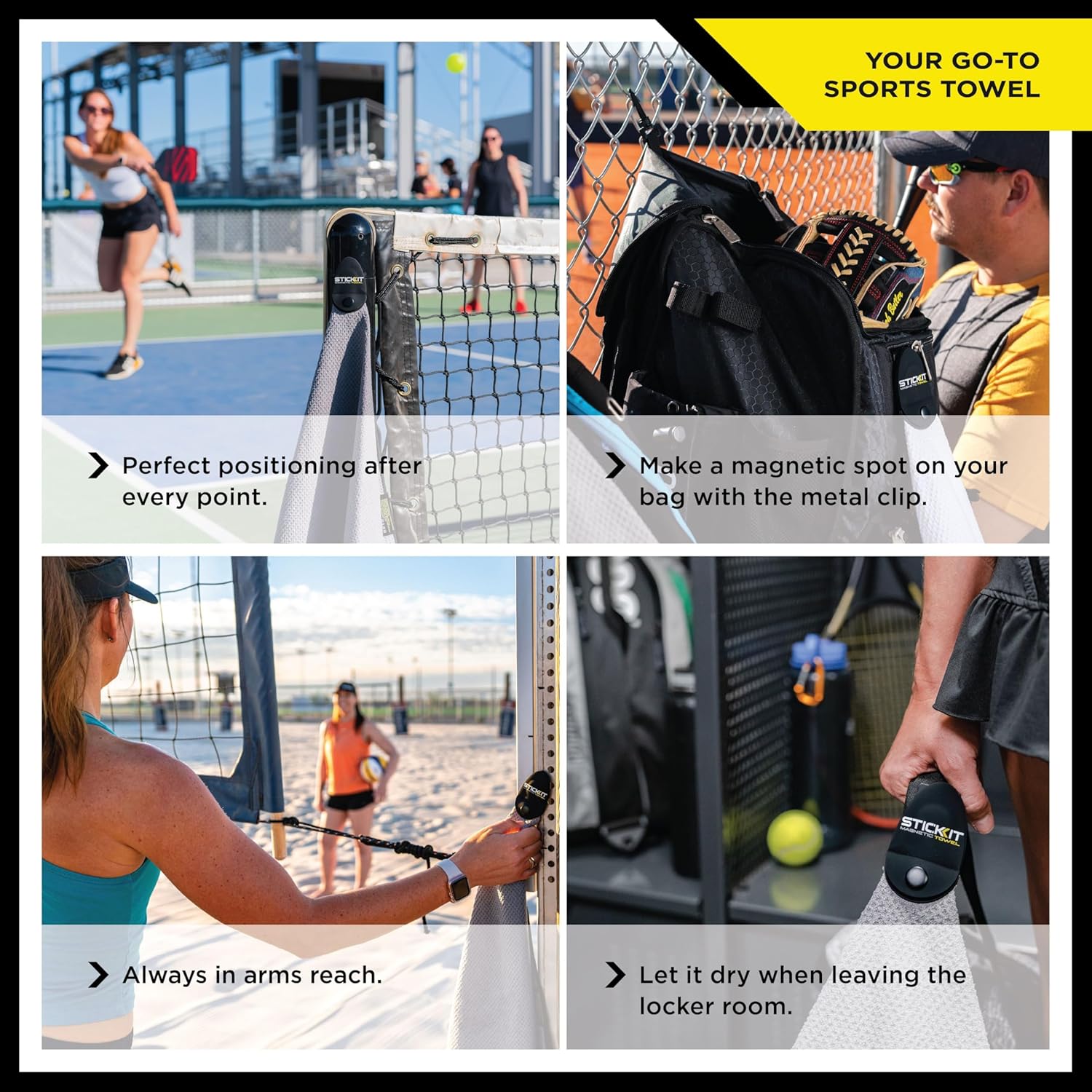 STICKIT Magnetic Sports Towel - Quick-Dry Microfiber with Deep Waffle Pockets | Ideal for Gym & Yoga