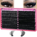 Lash Clusters 100D+200D Thick Volume Eyelash Clusters 12-25mm Wispy Individual Mega Lashes Cluster Long Eyelash Extensions 280Pcs DIY Lash Extension Replacement for Yaiseiko