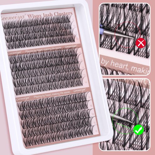 Medium Lash Clusters Short Wispy C Curl Eyelash Clusters 12-16MM Individual Eyelashes Natural Cluster Eyelash Extensions Natural Looking Cluster Lashes by Geeneiya (C Curl,12-14-16)