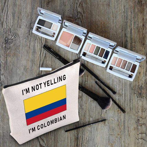 LEVLO Funny Colombia Flag Cosmetic Bags Souvenirs I'm Not Yelling I'm Colombian Makeup Bags Colombian Root Flag Gifts (I'm Colombian)