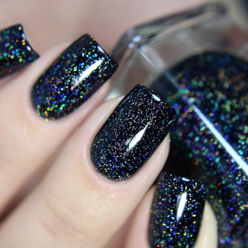 ILNP Cityscape - True Black Holographic Jelly Nail Polish | Long-Lasting, Chip Resistant, 12ml
